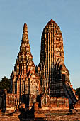 Ayutthaya, Thailand. Wat Chaiwatthanaram, the central prang with in front one chedi of the gallery.